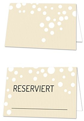 Logbuch-Verlag 25 Reserviert Schilder Karten beige weiß Reserviertschilder Reservierung Tischreservierung Gastronomie