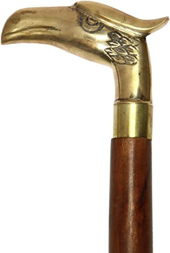 Icrafts Gehstock aus Holz, Adler-Form, 94 cm, Vintage, Ebenholzbraun mit goldfarbenem Griff, für Damen und Herren, dekorative Gehstöcke und Gehstöcke aus Holz
