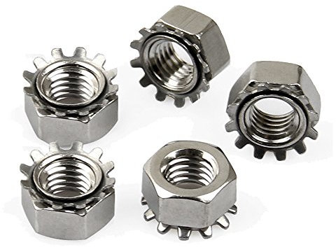 M4 en acier inoxydable Ecrous à encoches avec External-tooth Rondelle de verrouillage, 100-pieces, Kep Écrou