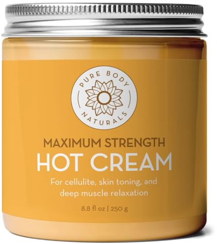 Pure Body Naturals Max Strength Hot Cream – Warming & Cooling Cream with Capsaicin and Menthol – Soothing Comfort for Overworked Muscles – 8.8 oz