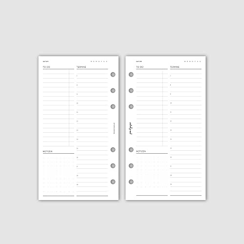 pen & pages® undatierter Kalender - Tagesplan - Personal - 6 Löcher - Daily Schedule Zeitplan Personal A6 Organizer, 1 Tag auf 1 Seite, 9,5 x 17,1 cm