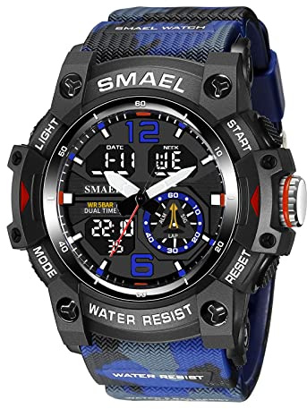 Gosasa Reloj deportivo digital de esfera grande para hombre, reloj militar con retroiluminación LED, resistente al agua, reloj electrónico para hombre