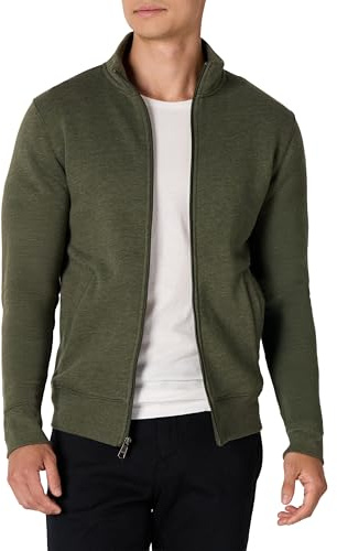 Amazon Essentials herrtröja helt blixtlås fleece-tröja, olivljung, Large