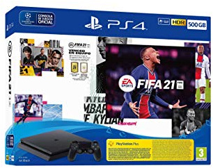 SONY PS4 CONSOLE 500GB CHASSIS SLIM BLACK + FIFA 21 GIOCO NON ITALIANO EUROPA