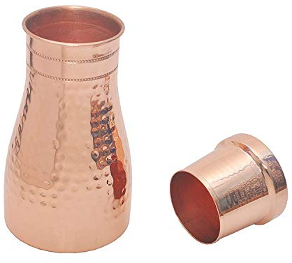 Wasserflasche, gehämmert, Kupfer-Zuckerdose, Vintage-modernes Design genießen Sie die gesundheitlichen Vorteile sofort ein ayurvedisches Kupfergefäß Reise Wasserflasche aus reinem Kupfer 900 ml