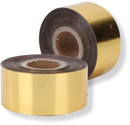 Heißprägefolie, 120 Meter/Rolle Heißfolien Stanzpapier Prägefolie Gold Heißfolienblätter Mit 3cm Breite, Metallic Folie Heißfolienprägepapier Wärmeübertragungsfolienpapier Für Stoffpaketbox, Gold