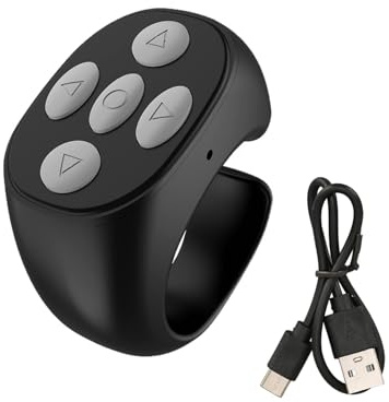 Wireless Remote, Bluetooth Smartphone Remote for Video Viewing and Page Turning, Compatible with E-Books (Black)