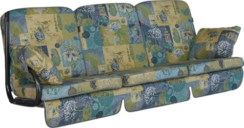 ANGERER Hollywoodschaukel Auflage Comfort blau-gelb Gemustert | passend für viele 3-Sitzer Hollywoodschaukeln, Schaukelauflage Made in Germany