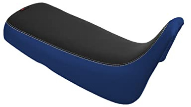 Moto Discovery Funda de Asiento Compatible con Honda XRV750 Africa Twin RD04 1990-1992 Negra/Azul con Costuras Gris Claro (D)