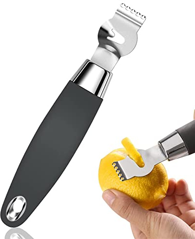 VEEGAP Pela Agrumi per Cocktail - Grattugia Limone in Acciaio Inox,Raschietto per agrumi 2 in 1 in Acciaio Inossidabile, Limone, Lime, Arancia, scorza di Frutta