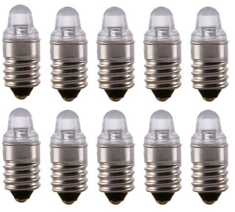 ShuoHui Ampoule LED E10 3 V 6000 K blanc LED pour lampe de poche, lampe de poche, phares, mise à la terre négative (20)