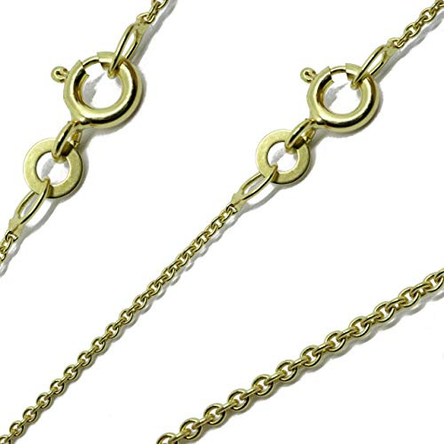 G & J Edle feine Ankerkette rund 333 375 585 750 0.80mm 36-55cm massiv Gelbgold Halskette Collier für Damen Made in Germany