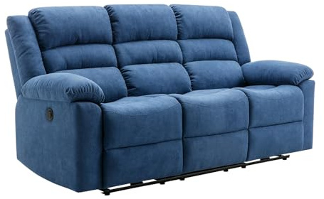 Vente-unique - Divano relax 3 posti Burolo - poliestere - blu