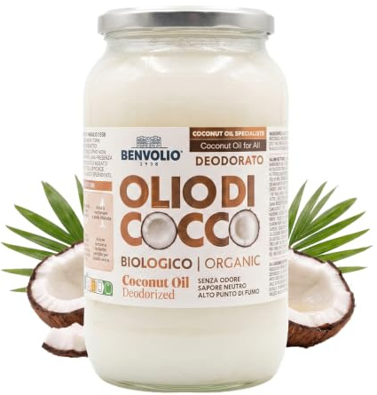 BENVOLIO - Bio-Kokosöl desodoriert | 950 ml | rein, vielseitig und geruchlos | laktosefrei | feuchtigkeitsspendend für Haut und Haare | Küche und Körperpflege | Coconut Oil, Kokosöl