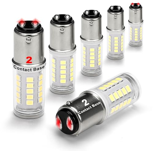 12V Low Voltage BA15D LED Bulbs 5W 500lm,Double Contact Bayonet 1142 1076 1130 1176 1075 S8 90 1004 Bright White 6000K for RV Camper Trailer Boat Marine Trunk Interior Landscape Anchor Lights,5Pack