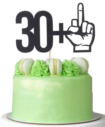 31st Birthday Cake Topper - Funny 30+1 Middle Finger Birthday Cake Topper, Black Glitter 31st Birthday Party Decorations, Dirty Thirty Cake Topper | Black glitter cardstock, 31st number and finger motif, Funny 30+1, table accent, birthday event decor, photo prop