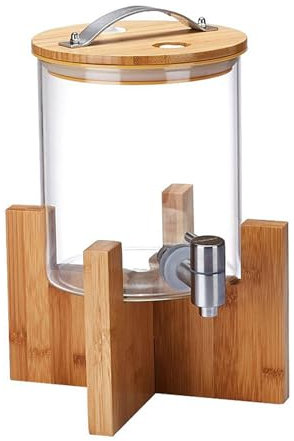 LYXXW Barattolo per Bevande in Vetro a Bocca Larga con Coperchio, Macchina per Succhi di Grande capacità per Bevande Calde O Fredde, Barattolo per Bevande in Vetro con Rubinetto,3L