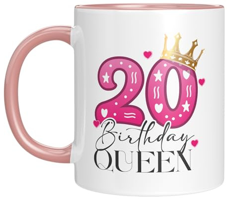 TassenTicker - Birthday Queen - Kaffeebecher - 20. Geburtstag - Jubiläum - runder Geburtstag - Geburtstagsgeschenk - Geschenkidee - Frauen - pink