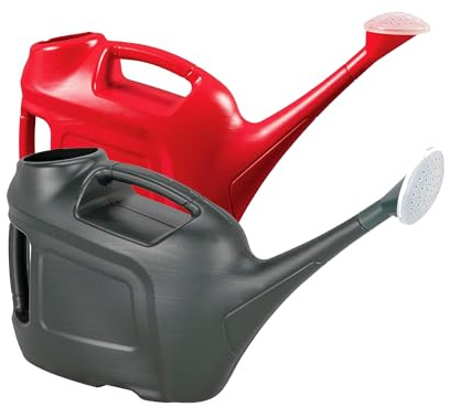 Slim line 6 Litres Red/Green Plastic Watering Cans | Indoor & Outdoor Garden Plants For Easy Pouring & Better Control With Rose Head Water Sprinkler