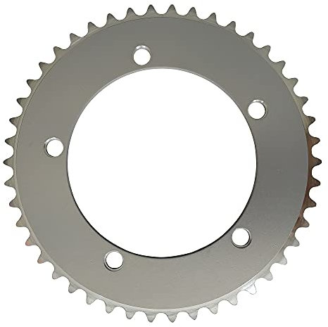 QAINKUN Kettenblatt Fixed Gear Kettenblatt 44T 46T 48T 50T 52T 53T Rennrad Kettenblatt Single Speed ​​130mm BCD Kettenblatt Silber KettenbläTter(Color:46T Silvery)