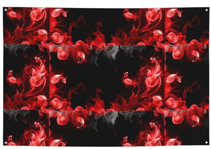 Abstraktes Banner für alle Jahreszeiten, 120 x 180 cm, für Hochzeit, Party, Weihnachtsdekoration, Rot / Schwarz / Weiß