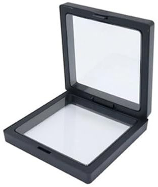 LXHZSY Schweberahmen 12 stücke PE Film Brosche Münze Edelsteine ​​Schmuck Lagerung Box Ausstellung Dekoration Ausgesetzt Schwimm Ring Ohrringe Display Rack Fall(Black,11cm)