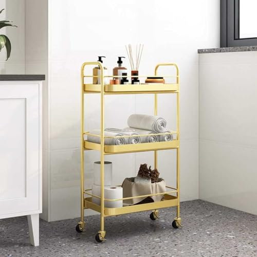 Salonwagen mit Bremse | Beauty Storage Trolley | Metall Servicewagen | 3 Schichten