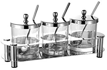 ABBNIA Set di barattoli per spezie Trasparenti - Confezione da 3 Eleganti contenitori per spezie per Decorare e conservare la Cucina - Ideali per spezie Varie - Dimens