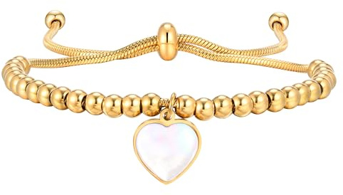 Armband Damen Gold Silber Edelstahl, Geschenk für Frauen Mädchen Geburtstag