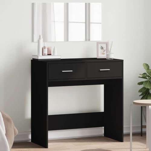 Xichuzi Schminktisch mit Spiegel Schwarz 80x39x80 cm, Schminken Tisch, Frisiertisch, Kosmetiktisch, Schminkkommode, Schmink Tisch, Make Up Tisch - 840703