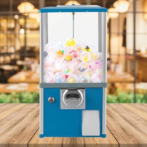 QXIWAOE Verkaufsautomat, kommerzieller Kaugummiautomat, Kapselmaschine mit Schlössern, automatischer Kapselautomat, Kapsel-Hüpfballspender für 4,5–5,5 cm, blau