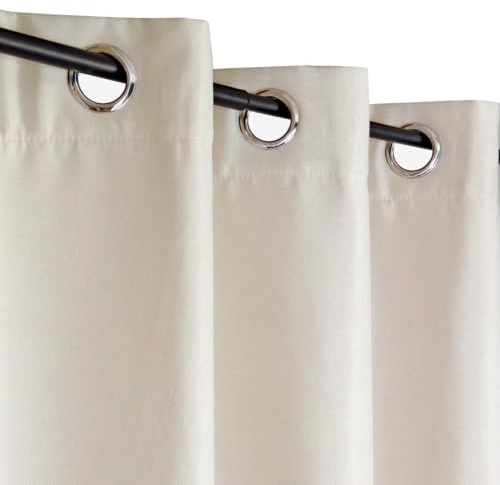 Atout Ciel Rideau Thermique Effet brossé à œillets 140x240cm prêt a Poser, Beige