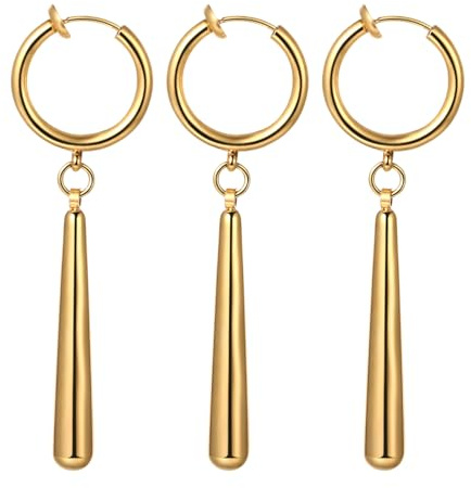 JewelryWe One Piece Ohrringe Herren Edelstahl Roronoa Zoro Creolen Huggie Ohrringe Clip On Hängende Ohrringe Anime Cosplay Schmuck für Lorenor Zorro Fans Anime-Liebhaber