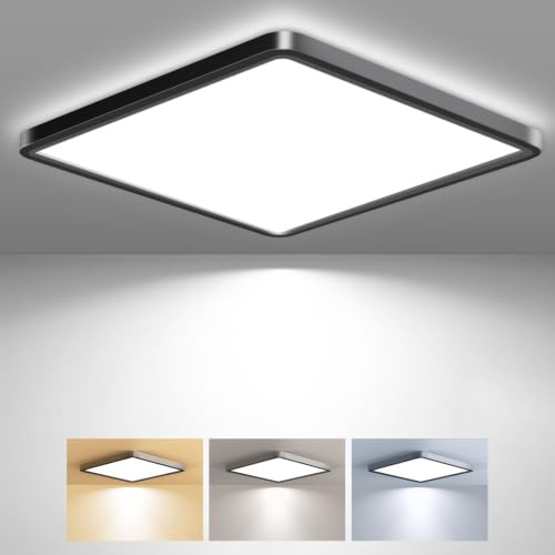 slochi LED Ceiling Light Ø29CM, 3000K/4000K/6500K 3 Color Temperature,Waterproof Bathroom Light, Modern Square LED Ceiling Lamp for Bedroom, Kitchen, Hallway, Outside Porch and More