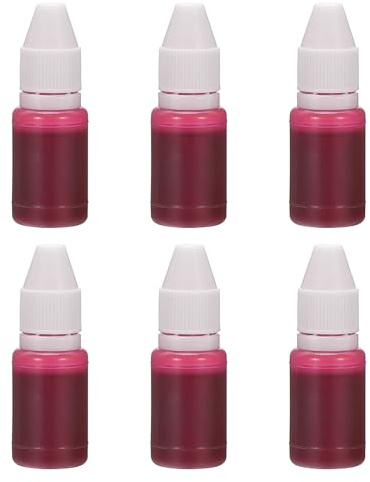 PATIKIL 0.33oz Ricarica Di Inchiostro Per Timbri E Cuscinetti, 6Pz Ricarica Inchiostro 10ml Per Timbro Ufficio Timbro Autoinchiostrante Timbro Data Scrapbooking, Rosso Rosa