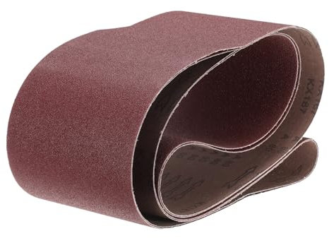 QUARKZMAN 2pcs 6 x 89 Bandas De Lijado 80 Granos Óxido De Aluminio Papel De Lijado Para Pulido Y Desbaste De Metal Y Madera, Color Marrón Rojizo