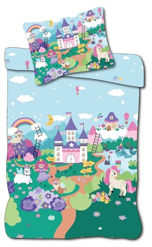 Prinzessin Baby Bettwäsche mit Märchenschloss 100 x 135 cm Baumwolle