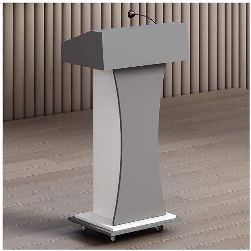 LYCDPYCD Rednerpult Aus Holz Standpult Mobiles Rednerpult Mit Rädern Rednerpult Empfangspult Podium Mit Ablage Podium Stehpult(Gray)