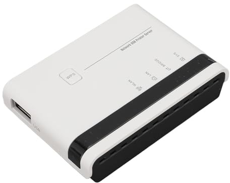 Yunseity Netzwerkdruckserver, WPS One -klick -Verbindung USB2.0 Print Server Kabel Wireless Standalone 10/100mbit/s LAN für Zuhause und Büro (EU-Stecker 100-240V)