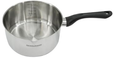 Fackelmann 681850 Casseruola 20 cm in acciaio inox, pentola da cucina, pentola a induzione, casseruola senza PFAS, acciaio inossidabile 18/8, grigio, 20 x 10 cm