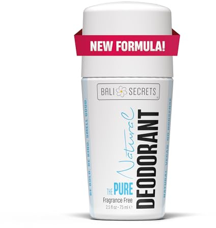 Bali Secrets Natural Deodorant for Women & Men. Fragrance Free. Unscented. Clean Formula for Sensitive Skin. Strong & Reliable Odor Protection. No Synthetic Aluminum. Organic & Vegan [THE PURE]