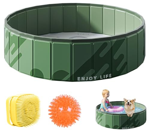 Hundepool Faltbar, Planschbecken für Kinder Hunde, Verdicktes PVC Planschbecken Ohne Aufblasen, Anti-Rutsch Baby Pool für Balkon, Schwimmbad Kinder, Kinderpool für Katzen Welpen Große Hunde (B-80*20)