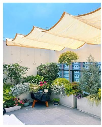 Lona retráctil para sombra, resistente a los rayos UV, cubierta de pérgola para exteriores, estor deslizante en forma de U para toldos, patio, terraza, jardín, porche y cenador (3 x L 13 m, 9,84 x L)