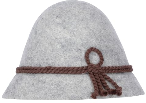 Steigenhöfer Original Herren Trachtenhut, Wanderhut, Filzhut Stopselhut - Heinrich - 100% Schurwolle - Schmale Krempe & Kordel - Zum Förstern & Wandern oder zum Oktoberfest - Grau - 58