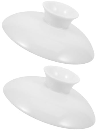 FUNNETOYU Tapas De Cerámica Para Taza De Té 8.2 Cm, Color Blanco Puro, 2 Piezas, Repuesto, Mantenimiento De Temperatura, Aptas Para Teteras y Tazones, Accesorio De Cocina Para Uso Diario