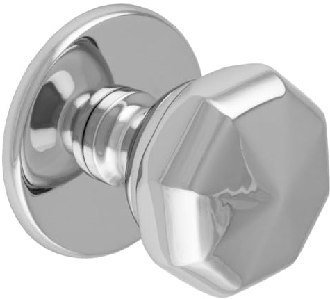 KOOPLES HARDWARE Octagonal Centre Door Knob Fixed Pull Eight-Sided Decorative Feature Non-Turning Front Door Knob Easy Surface Mount (Polished Chrome)