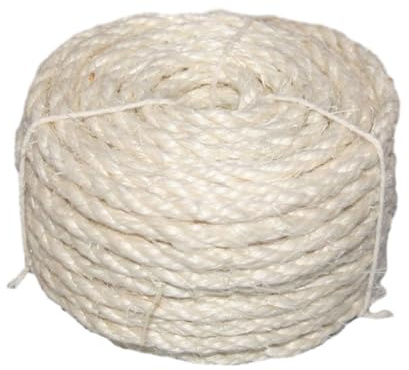 Harilla Kratzbaum für Katzen, Sisalseil, Handgefertigt, Strapazierfähig, Möbelschutz, Hanfseil, Juteschnur, 6 Mm X 20 M, Weiß