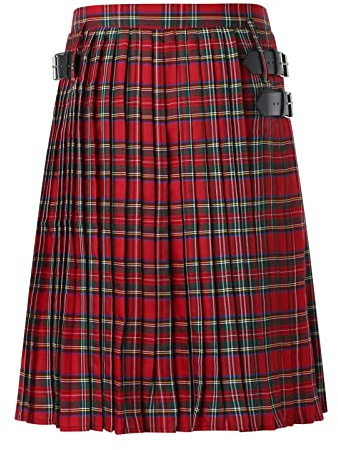 Kilt Herren Tartan Männer Traditioneller Kilt mit Tasche Schottischer Rock Utility Männlich Klassischer Retro Mittelalterliche Schottland Faltenröcke Spleiß Schottischer Kilt