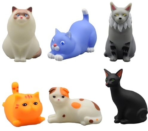 Xoeryoy Jouets de Bain Lumineux flottants colorés, Jouets de Bain pour Enfants, Chat Mignon sûr et Amusant, pour Baignoire, Douche, Jeux Piscine, 6 pièces