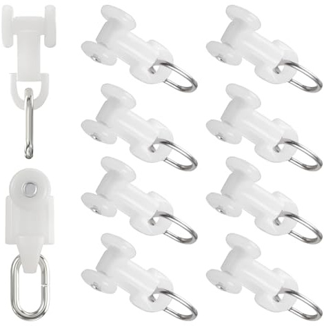 Houmiggle 10 PCS Curtain Track Rollers, Sliders for Ceiling/Wall Mount Curtain Tracks with Mute Wheel, Pulleys for Rails